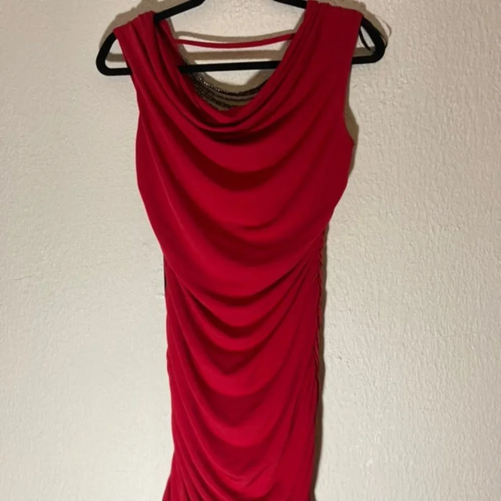 By & By Red Bodycon Dress Beaded Open Back Size Medium - Picture 1 of 4